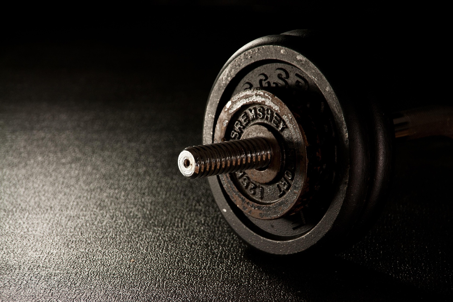 Close-up of a barbell and weight plate in a gym, representing the start of strength training and the physical commitment required when learning how to start going to the gym.